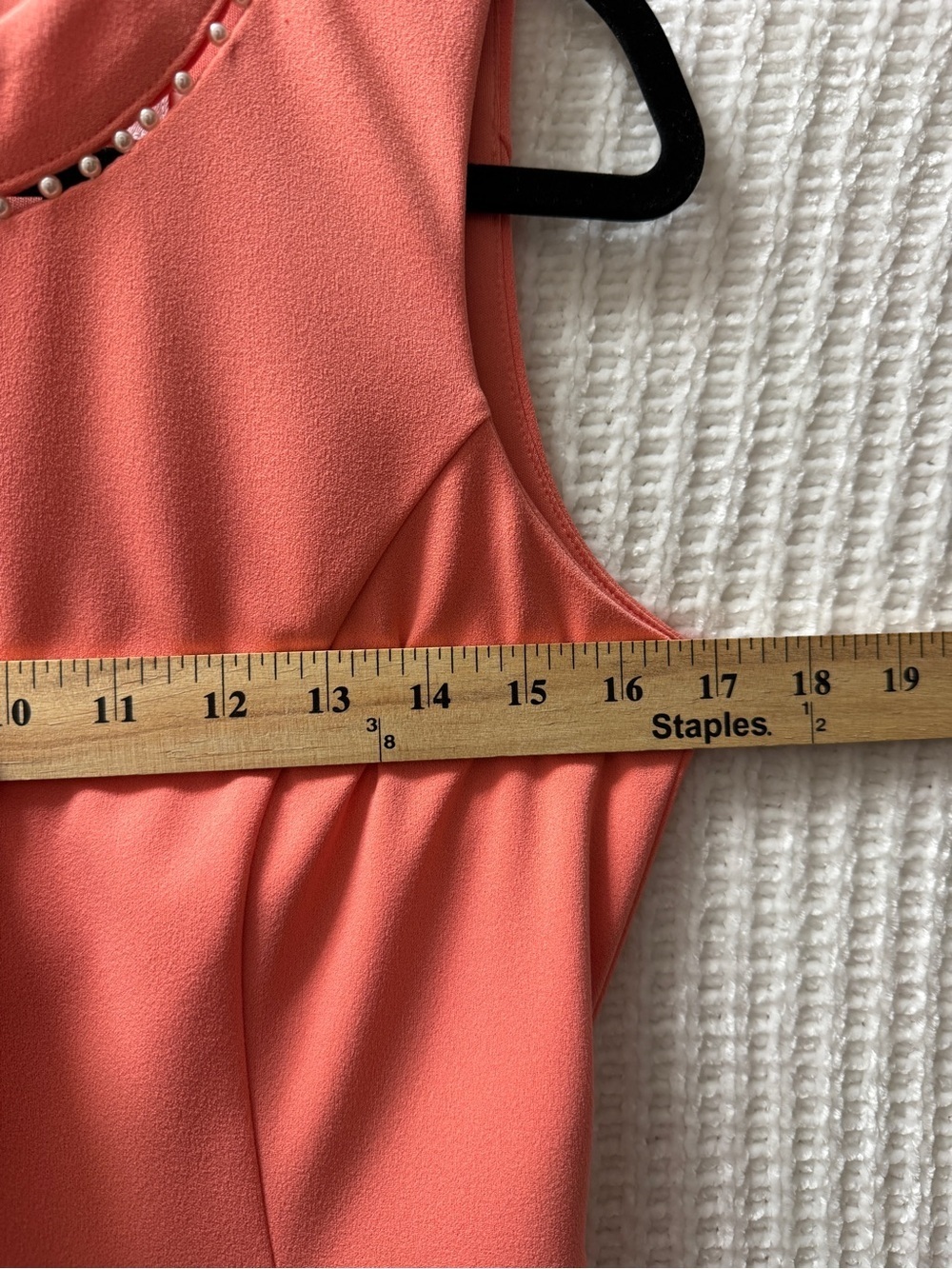 NWT Calvin Klein Dress Sz 4 Coral Pink Peach Pearl Trim Sheath Sleeveless Formal - Picture 9 of 11